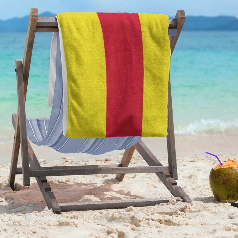 Lightweight Beach Towel, Yellow/Red/Yellow, Microfiber