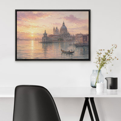 "Venice Venice Canal Sunset Architecture Landscape Artwork", reproduction d'art sur toile encadrée