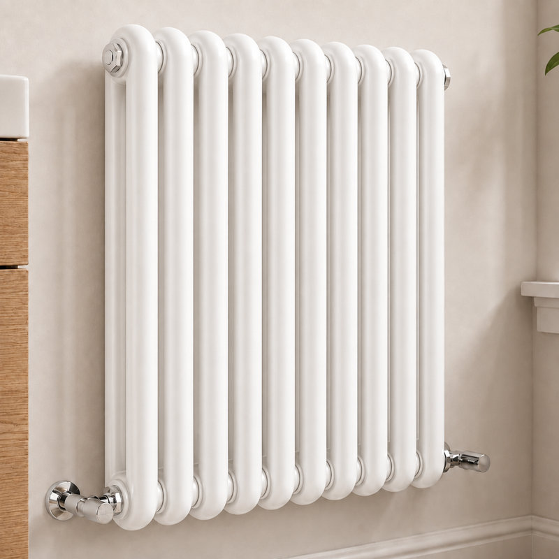 Horizontal Oval Panel Radiators, 60 cm H x 62.2 cm W x 10 cm D, White