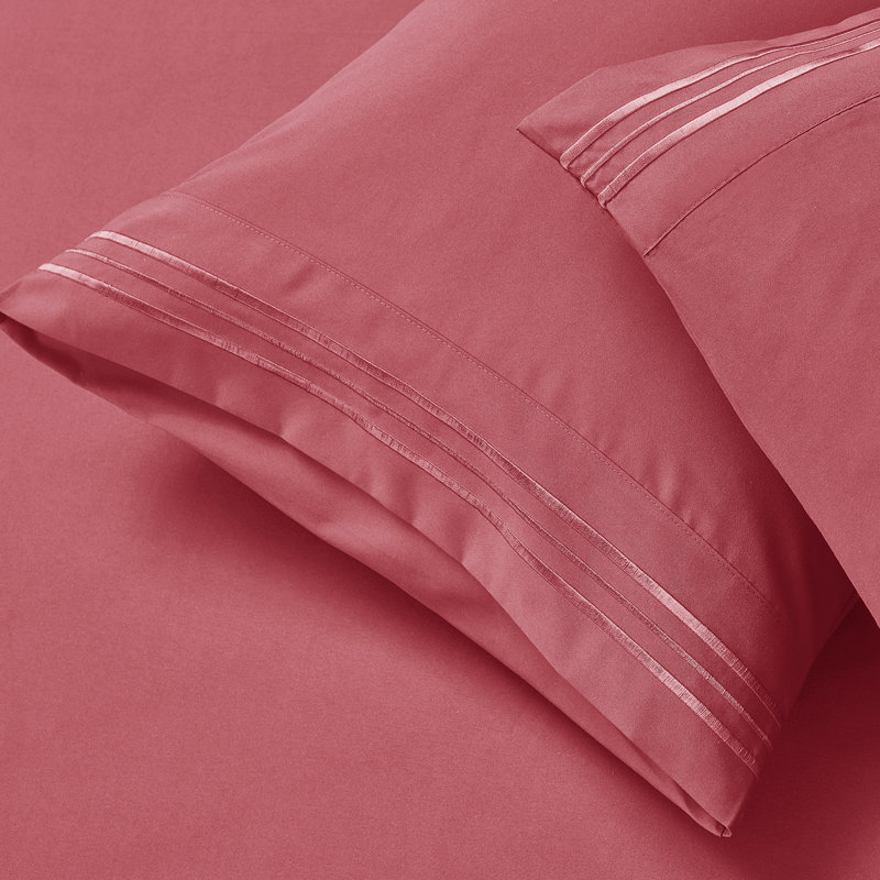  Ensemble de draps hypoallergéniques à double brossage 1800 Series, Corail