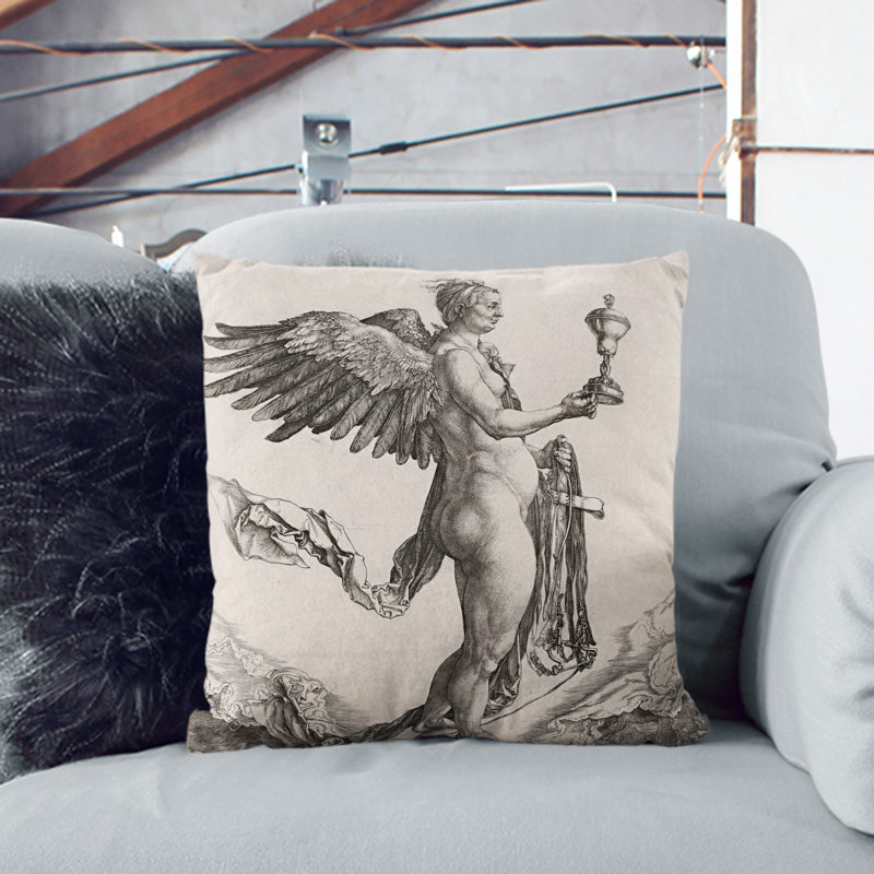 Nemesis By Albrecht Durer Square Throw Cushion, 55cm H x 55cm W x 20cm D