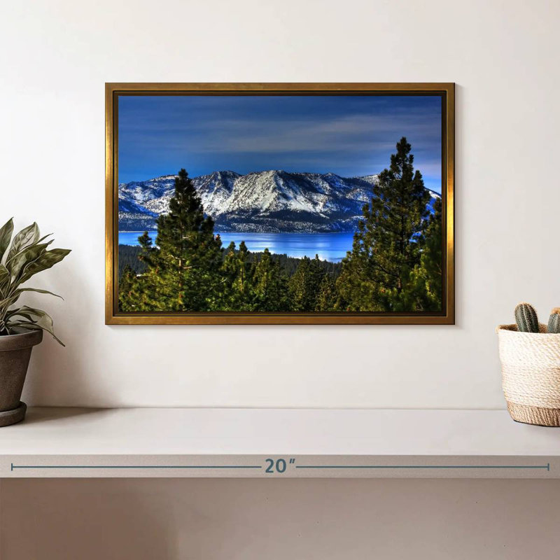 Lac Tahoe, Sierra, Cadre flottant doré, 13 po x 9 po