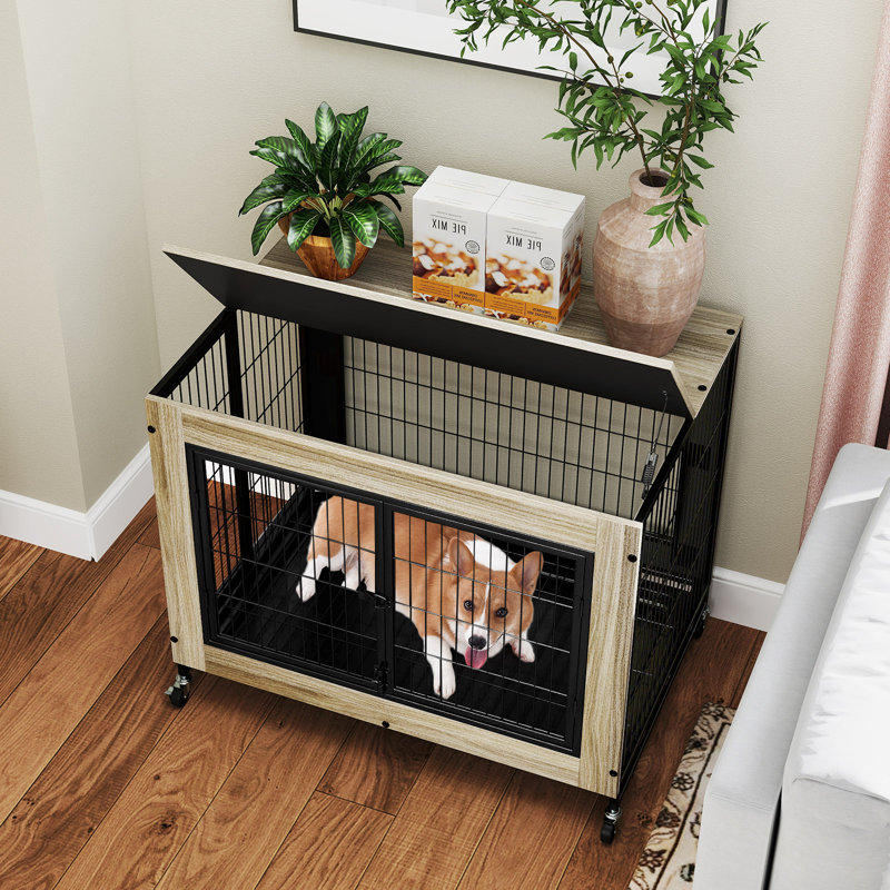 Niche pour chien avec cage pour chien, Gris