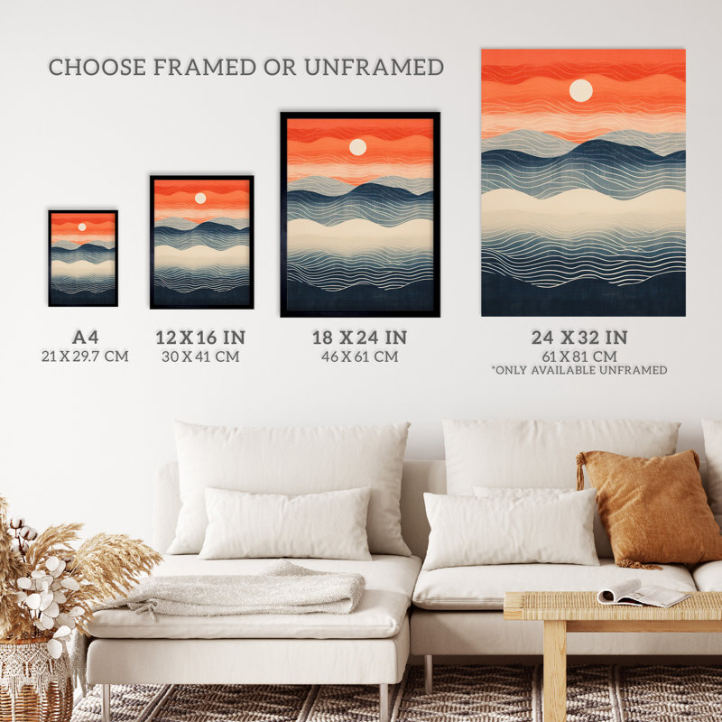 Wall Art Print Low Sun High Tide Blue Seascape Living Room