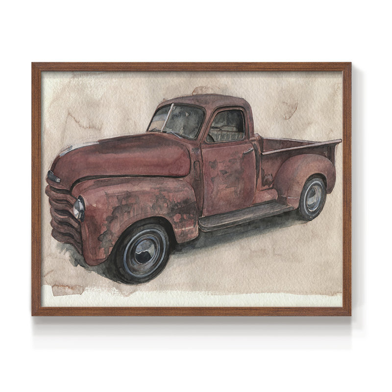 Antique Pickup I -Framed Print - Restickable, 8" H x 10" W, Walnut