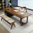 Walnut Rectangular Solid Wood Executive desk-418894534