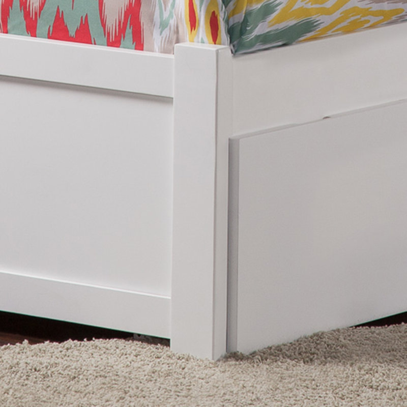 Lit plateforme avec rangement en bois massif et pied de lit Florio, Blanc, Simple