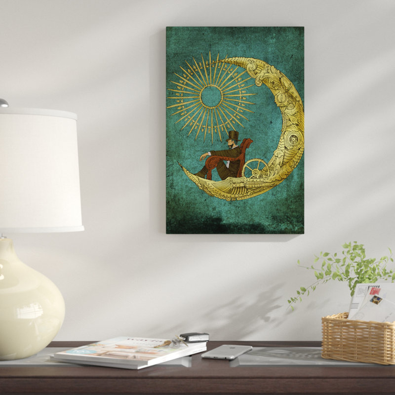 « moon travel », impression sur toile, H 40 po x l 26 po x P 1,5 po, Toile tendue, Pas de tapis