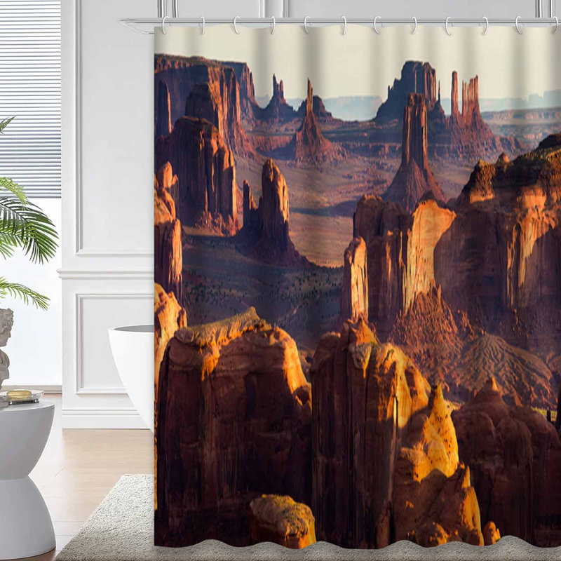 Rideau de douche rouge avec 12 crochets Arizona Grand Canyon Valley, L 72 po x l 72 po