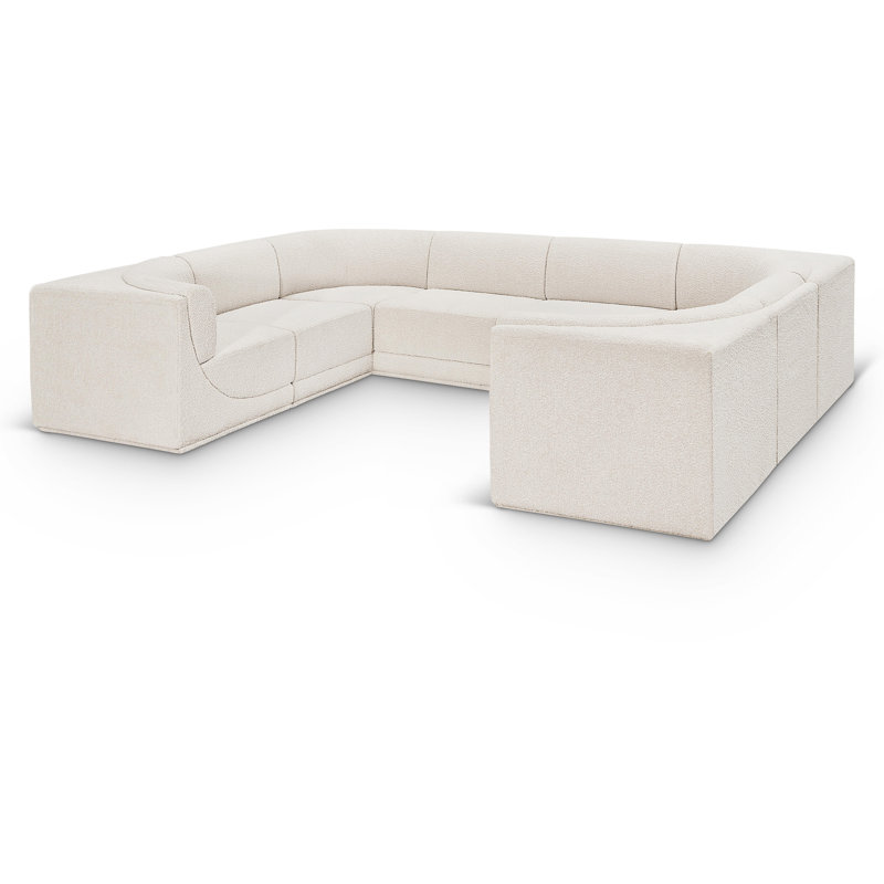 Canapé modulaire rembourré 8 pièces Ollie, Tissu crème bouclé