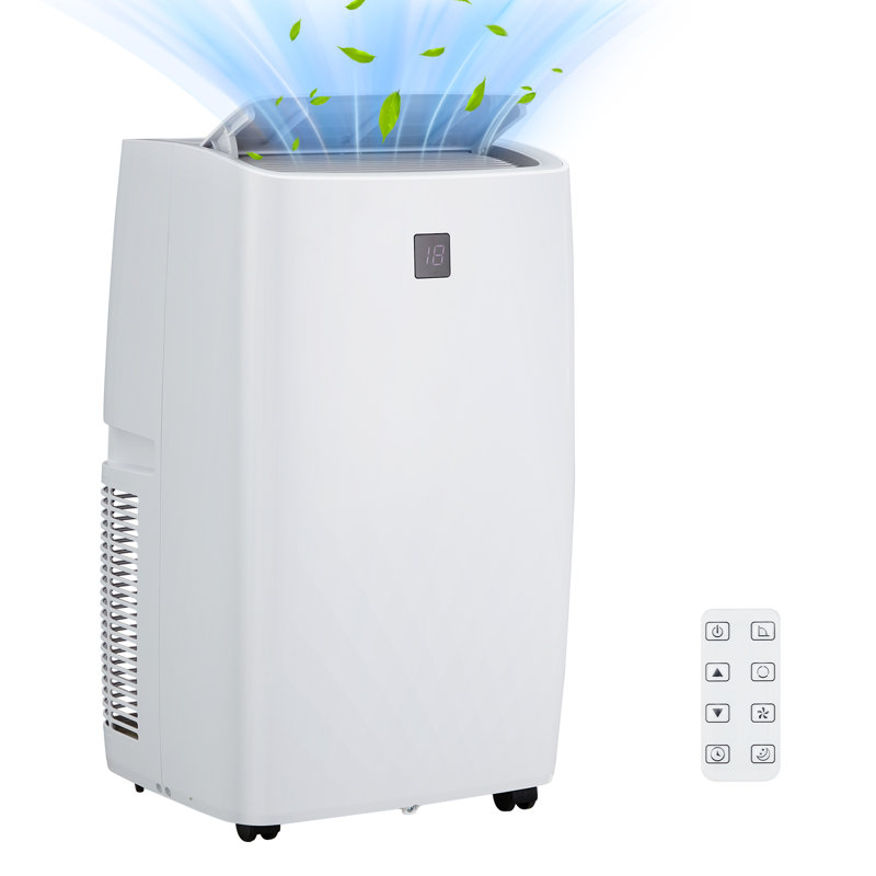 Climatiseur portatif 3 en 1 de 14 000 BTU avec contrôle intelligent et fonctionnement silencieux à 48 dB, refroidit les pièces jusqu'à 700 pieds carrés, déshumidificateur, ventilateur à 3 vitesses et minuterie 24 heures