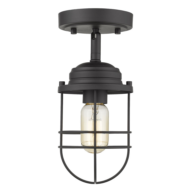 Lylah Steel Semi Flush Mount, Matte Black
