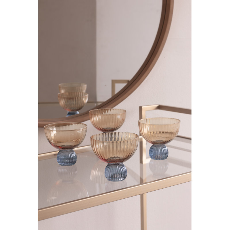 Glass Venice 6oz. Coupe Set, Blue/Amber