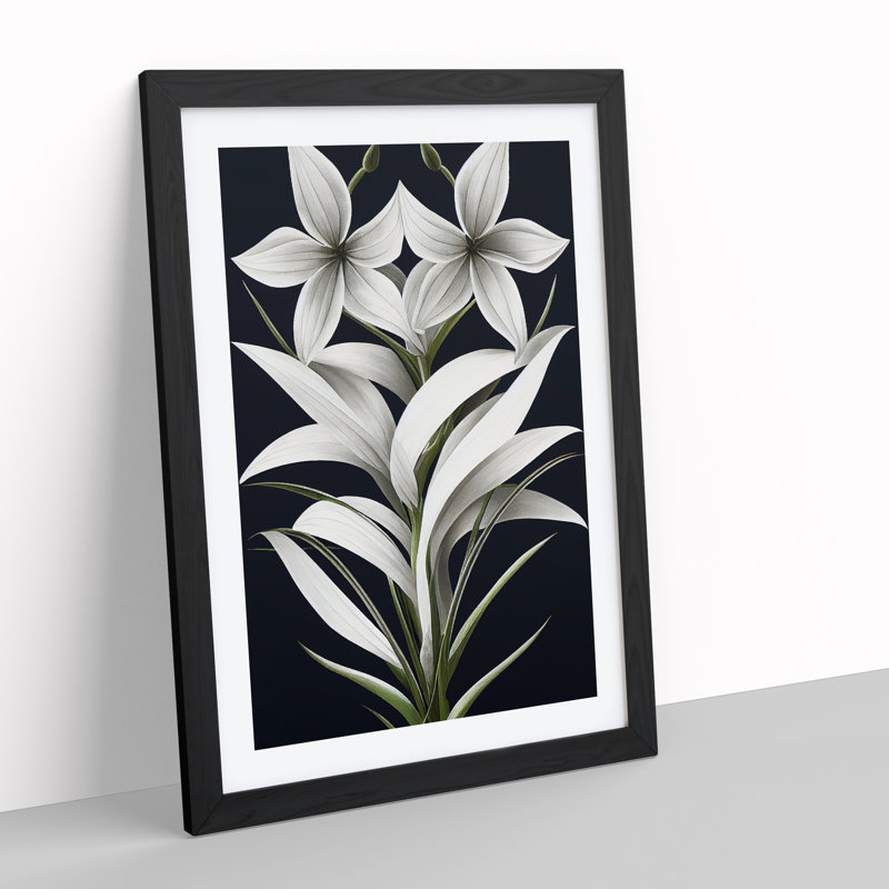 XV1022-3943X Shining Flowers - Single Picture Frame Print, Black Framed, 64cm H x 46cm W x 2cm D