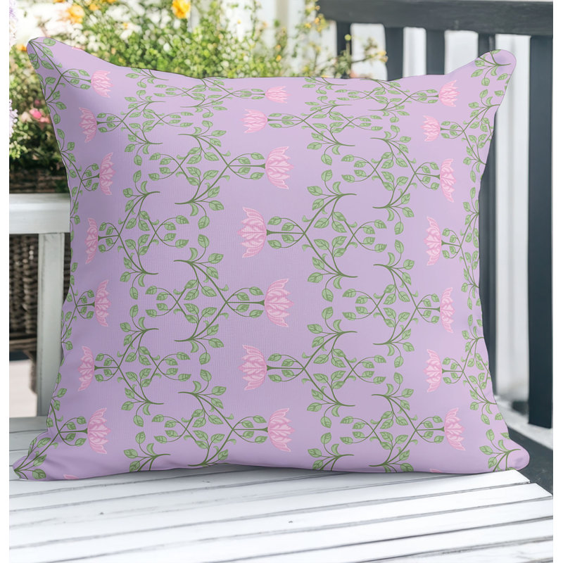 Coussin décoratif d'extérieur Anjelica, Lavande, Carré 16 po