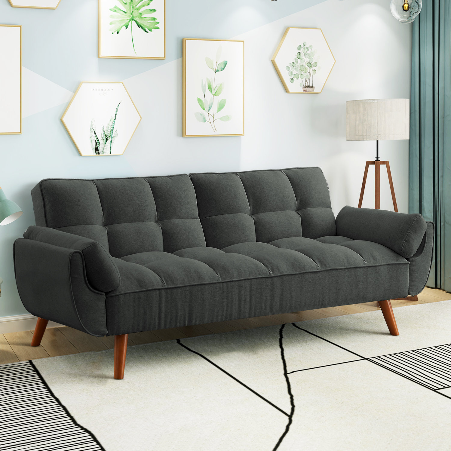 George Oliver Kamaren Full 75.39" Futons Upholstered Convertible Sofa & Reviews | Wayfair