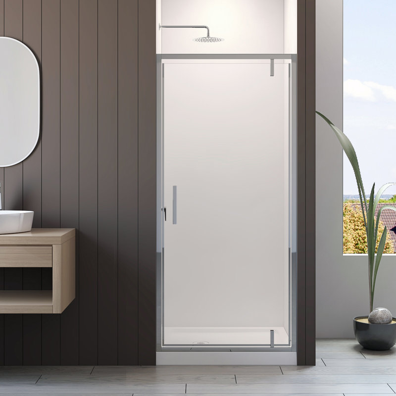 Porte de douche l 36 po x H 77 po avec, Chrome