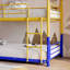 Triple lits simples superposés, lit superposé simple au-dessus d'un lit simple en métal robuste pour enfants, lits superposés en métal avec garde-corps, échelle et rangement, facile à assembler-182109839