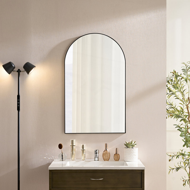 Miroir mural 36 * 22 pouces noir en métal ovale miroir