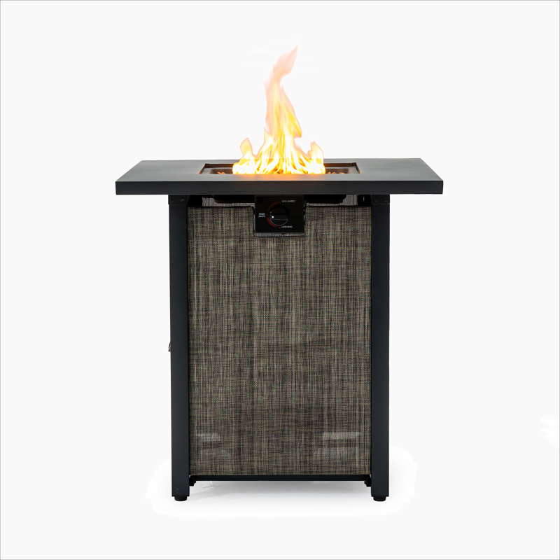Foyer de table au gaz propane 28 po 28 po, foyer carré en acier de 50000 BTU pour patio extérieur - noir