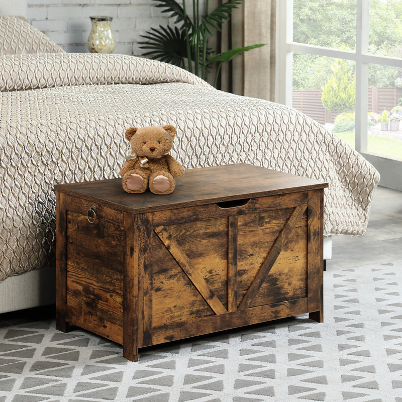 Retro Organizer, Rustic Brown Chest, Entryway Bench, 2 Hinges, Spacious For Linens Storage Brown, Vintage Charm Storage, Large Interior