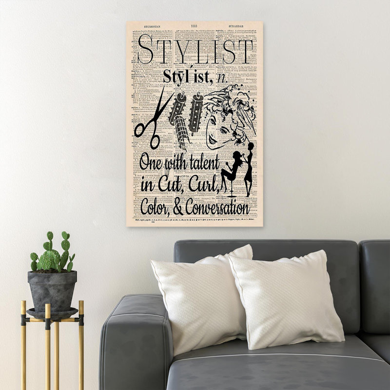 Fille et outils de coiffure - Stylist One With Talent In Cut Curl Color & Coversation - 1 pièce, impression d'art graphique rectangulaire sur toile tendue