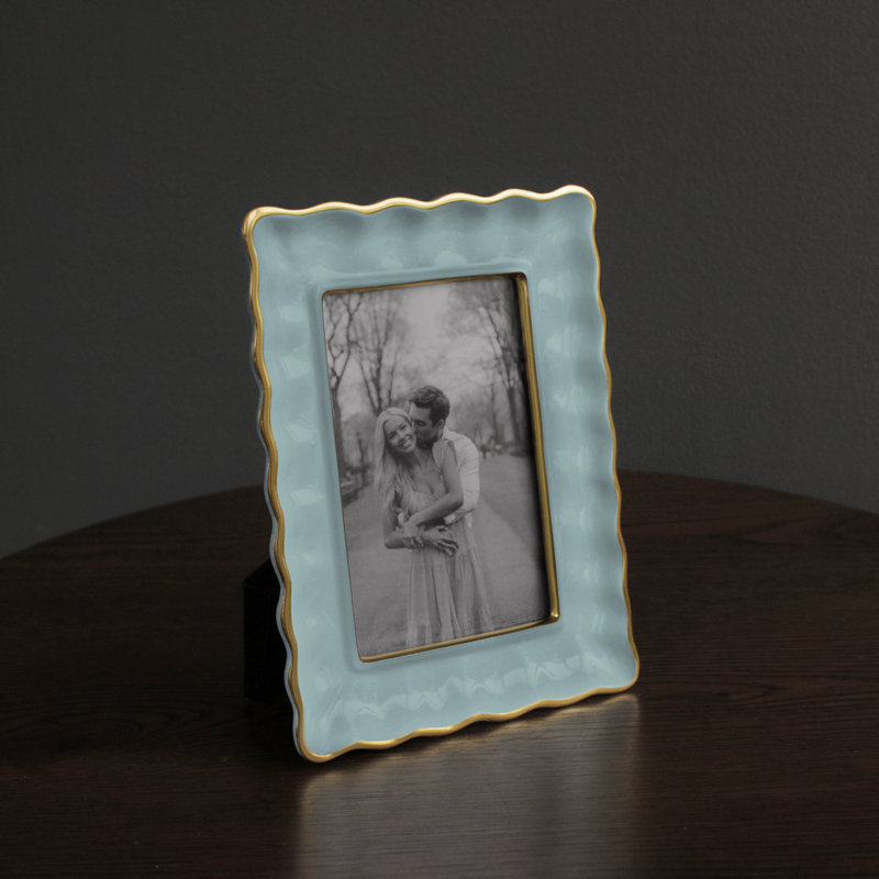 Turquoise and Gold Metal 4'' x 6'' Tabletop Picture Frame