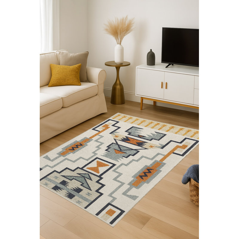 Tapis tissé crème Mosso, 4 pi 7 po x 6 pi 7 po