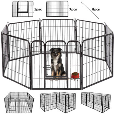 Parc pour chien 8 panneaux en métal avec porte verrouillable et durable 40 "H