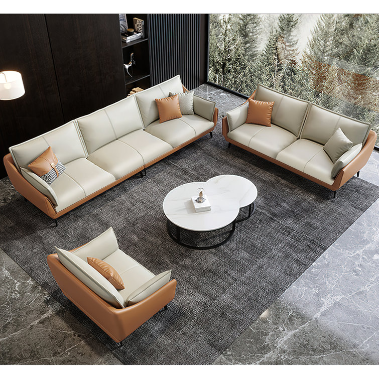 Latitude Run® 3 Piece Modern Faux Leather Living Room Set Sofa & Reviews
