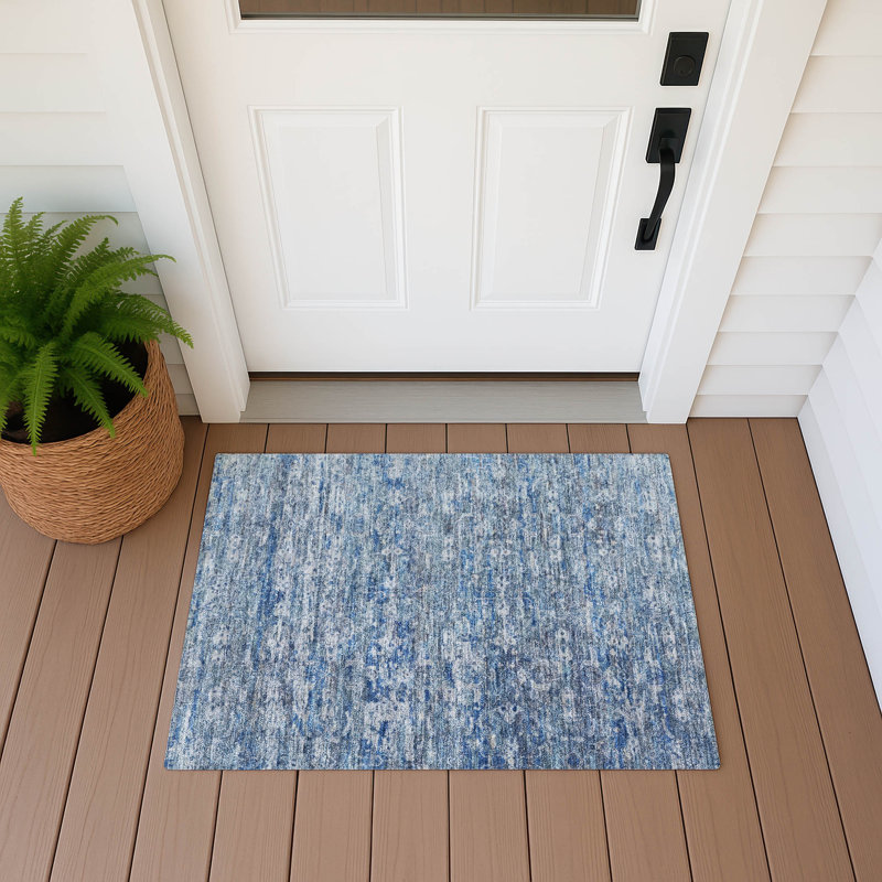 Machine Washable Indoor/Outdoor Hashlamoun ACN2324 Ikat Rug, Rectangle 1'8" x 2'6"