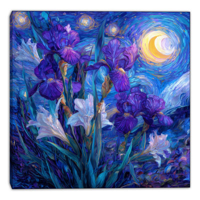 «I Moonlit Iris Floral I», art mural sur toile