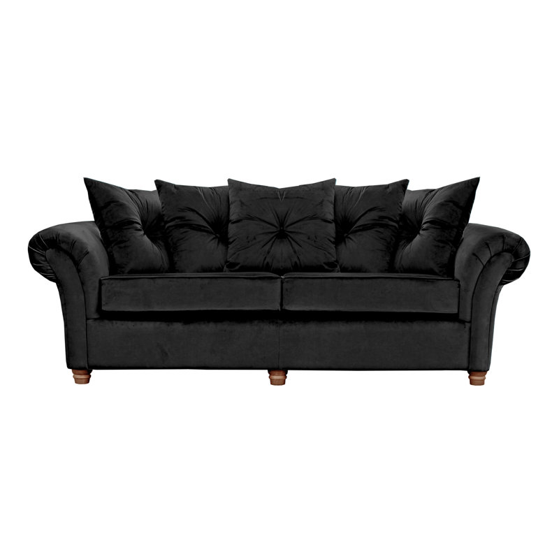 Lila 3 Seater Velvet Sofa, Black