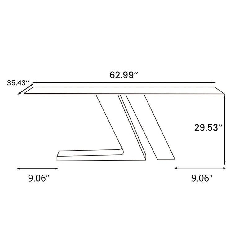 Table de salle à manger Stapp, H 29,53 po x L 62,99 po x l 35,43 po, Doré, Pandora