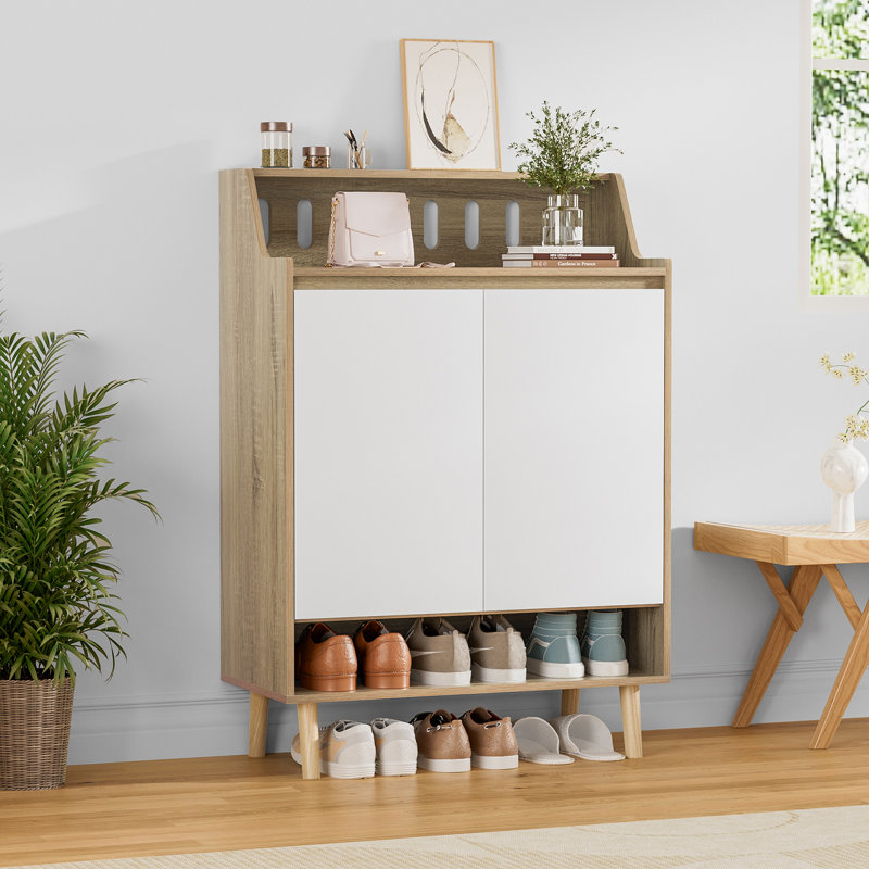 Armoire de rangement pour chaussures avec portes et tablettes amovibles