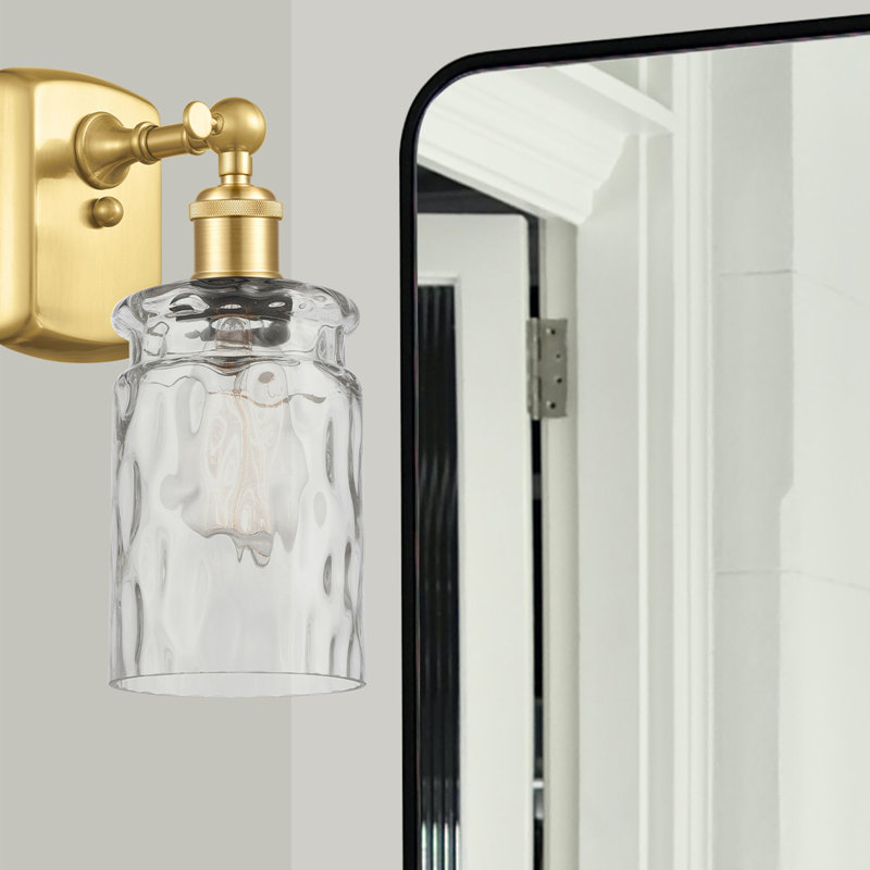 Barner Armed Sconce, Clear, Satin Gold, 6 Watt Vinage LED Bulb