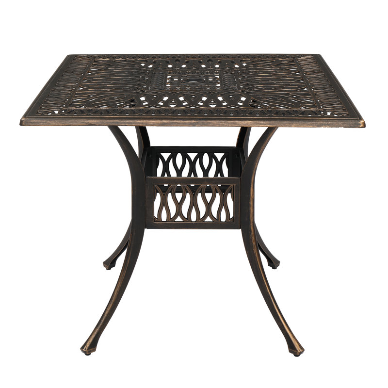 Wyeth Square Metal Outdoor Dining Table With Umbrella Hole , 35.4'' in. W 35.4'' in. D