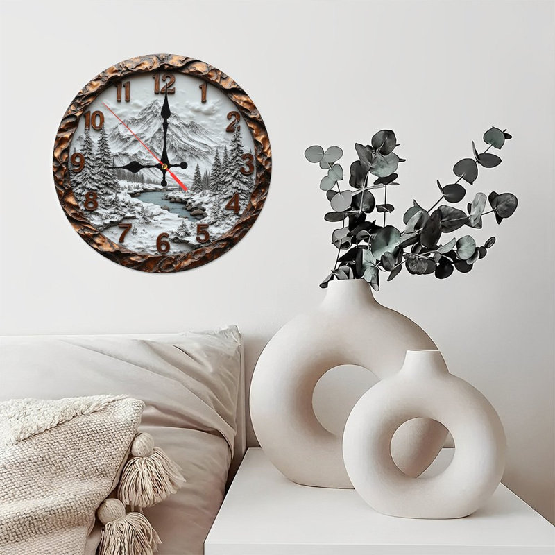Horloge murale paysage d'hiver