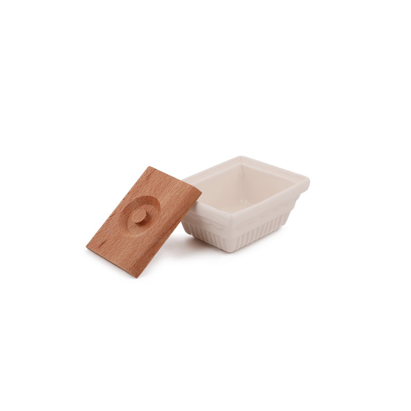 Ensemble de 7 bols élégants avec plateau en bois, 12,6 po x 8,7 po x 2,8 po | 100% porcelaine, parfait pour servir et recevoir | Ne va pas au lave-vaisselle ni au micro-ondes, idéal pour les repas et les réunions à la maison élégants
