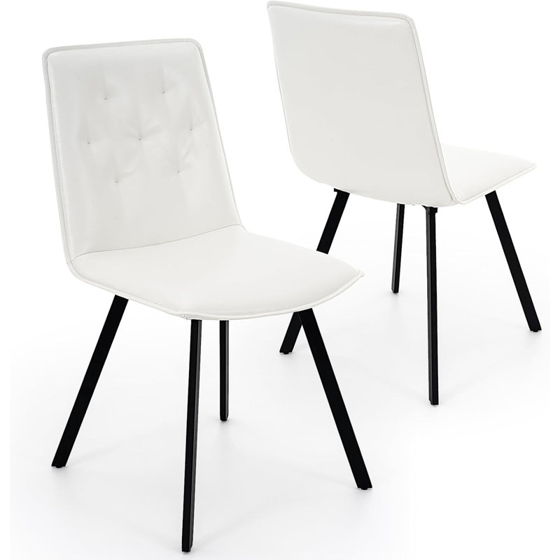 Ensemble de 2 chaises de salle à manger capitonnées en similicuir, Blanc