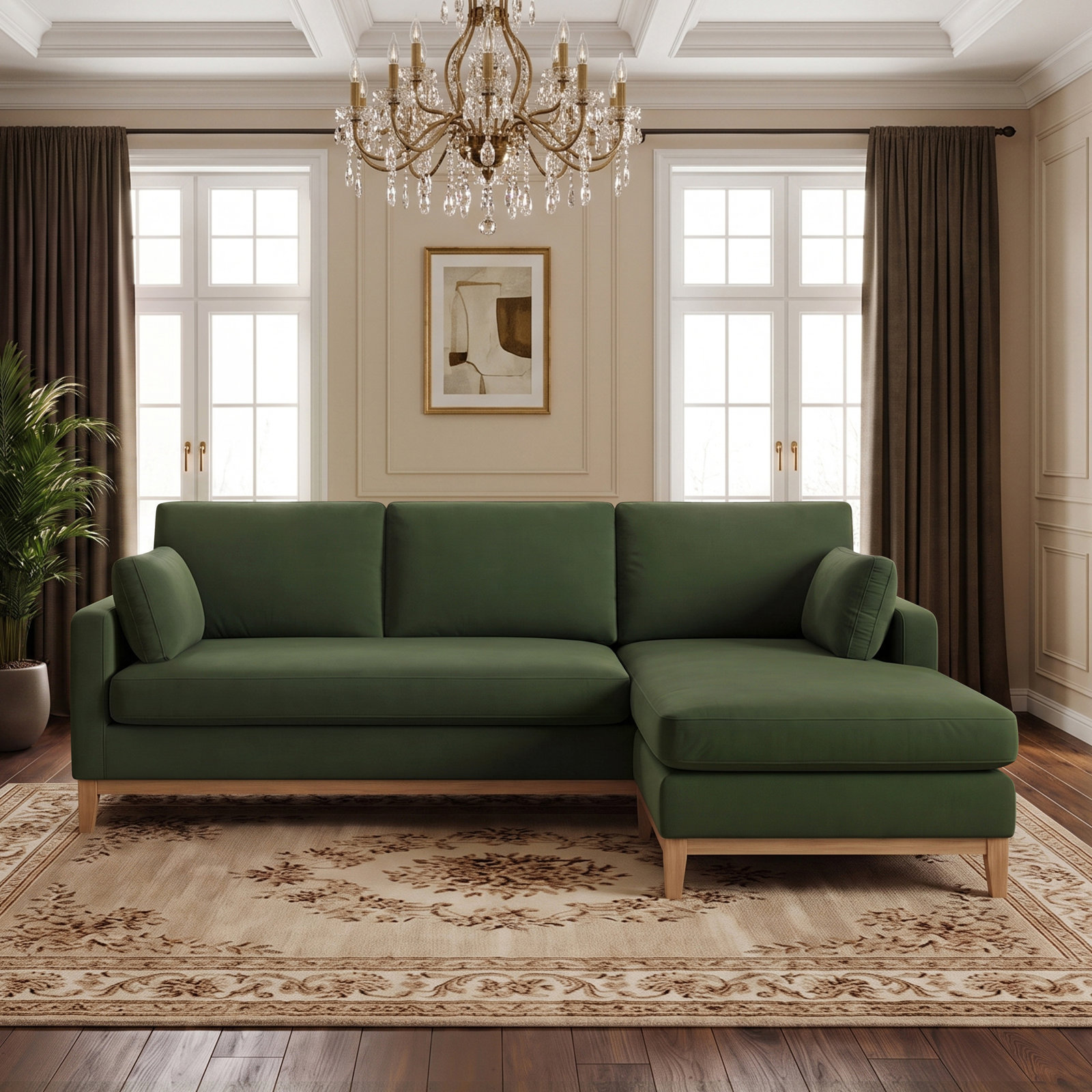 Pierre Velvet Chaise Sectional, Java Velvet