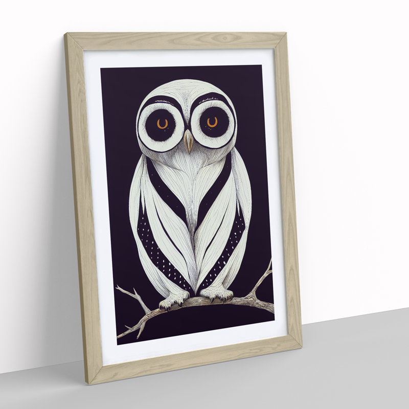 The Unreal Owl - Framed Print, 46cm H x 34cm W x 2cm D, Oak