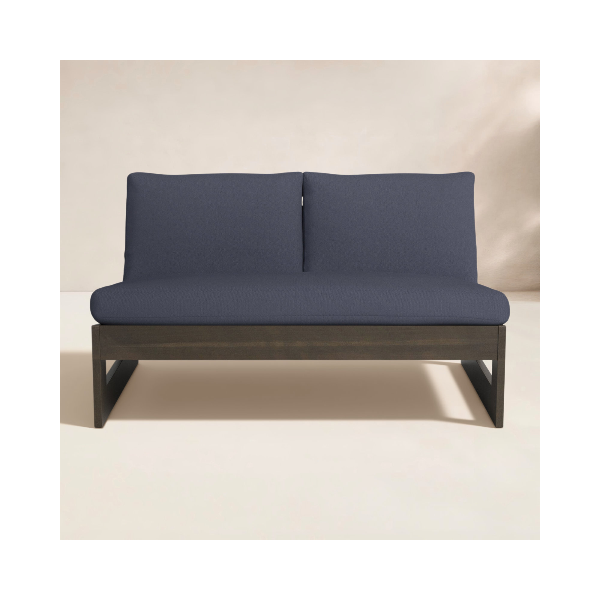 Louise 43" Wide Loveseat with Cushions, Gray Frame/Dark Gray Cushion