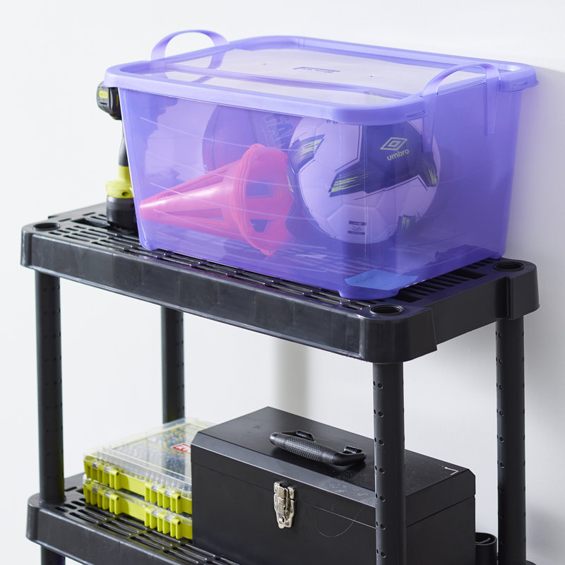 Purple 55 Quart Stackable Plastic Storage Container with Lid