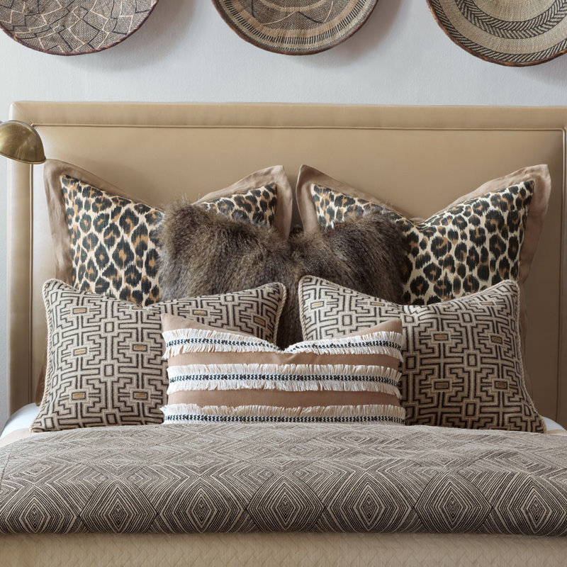 Naya Beige Cotton Blend Eclectic Duvet Cover Set, Cal. King Duvet Cover + 6 Additional Pieces