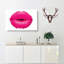 Hot Pink Lips in Abstract - Wrapped Canvas Painting Print-55310793