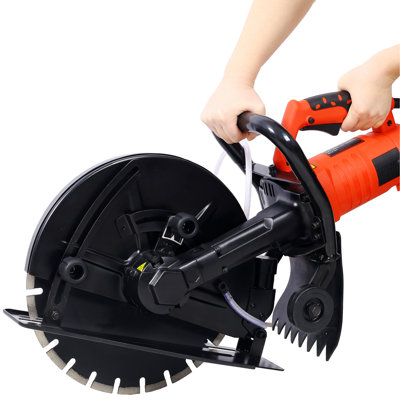 Electric 14" Cut Off Saw Wet/Dry Concrete Saw Cutter Guide Roller With Water Line Attachment
