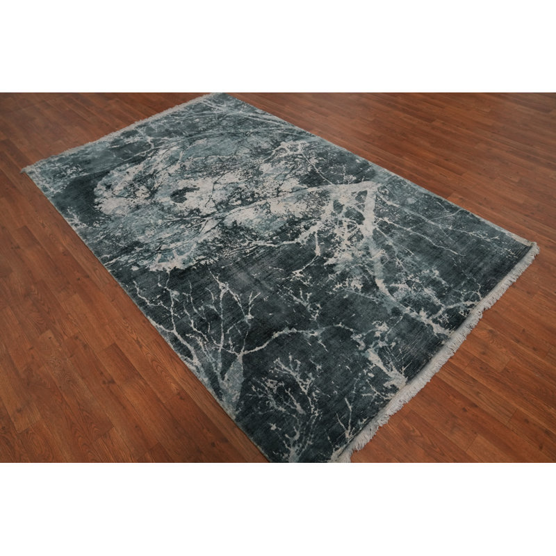 Tapis moderne fait à la main à motif abstrait 5 x 8