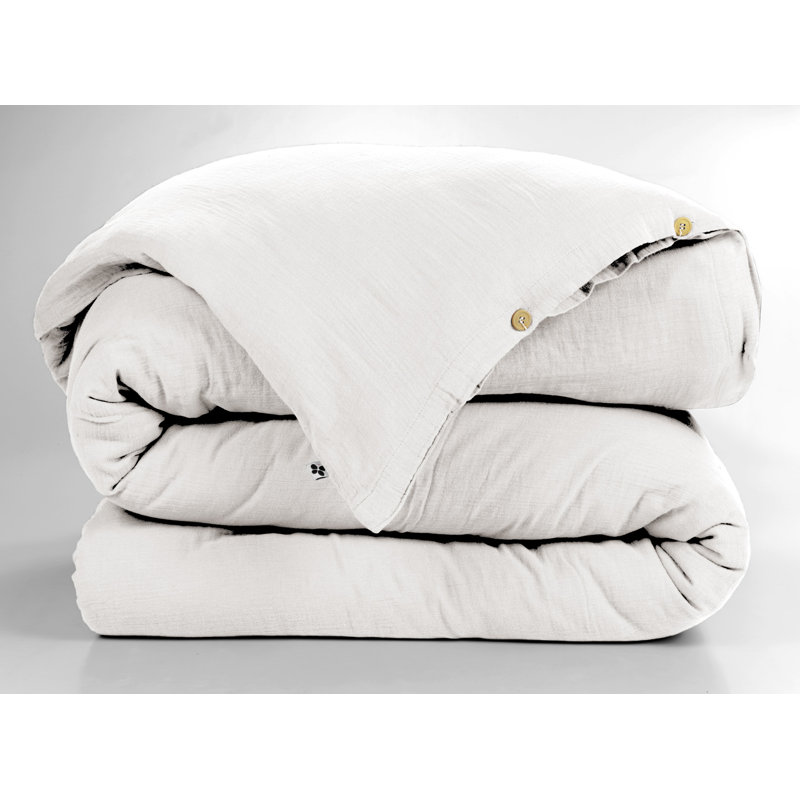 Knopp Cotton Solid Colour Duvet Cover, White, Super King Duvet Cover