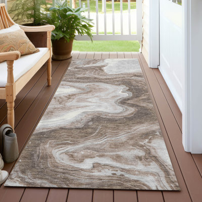 Machine Washable Indoor/Outdoor Cinead ACN1706 Taupe Rug